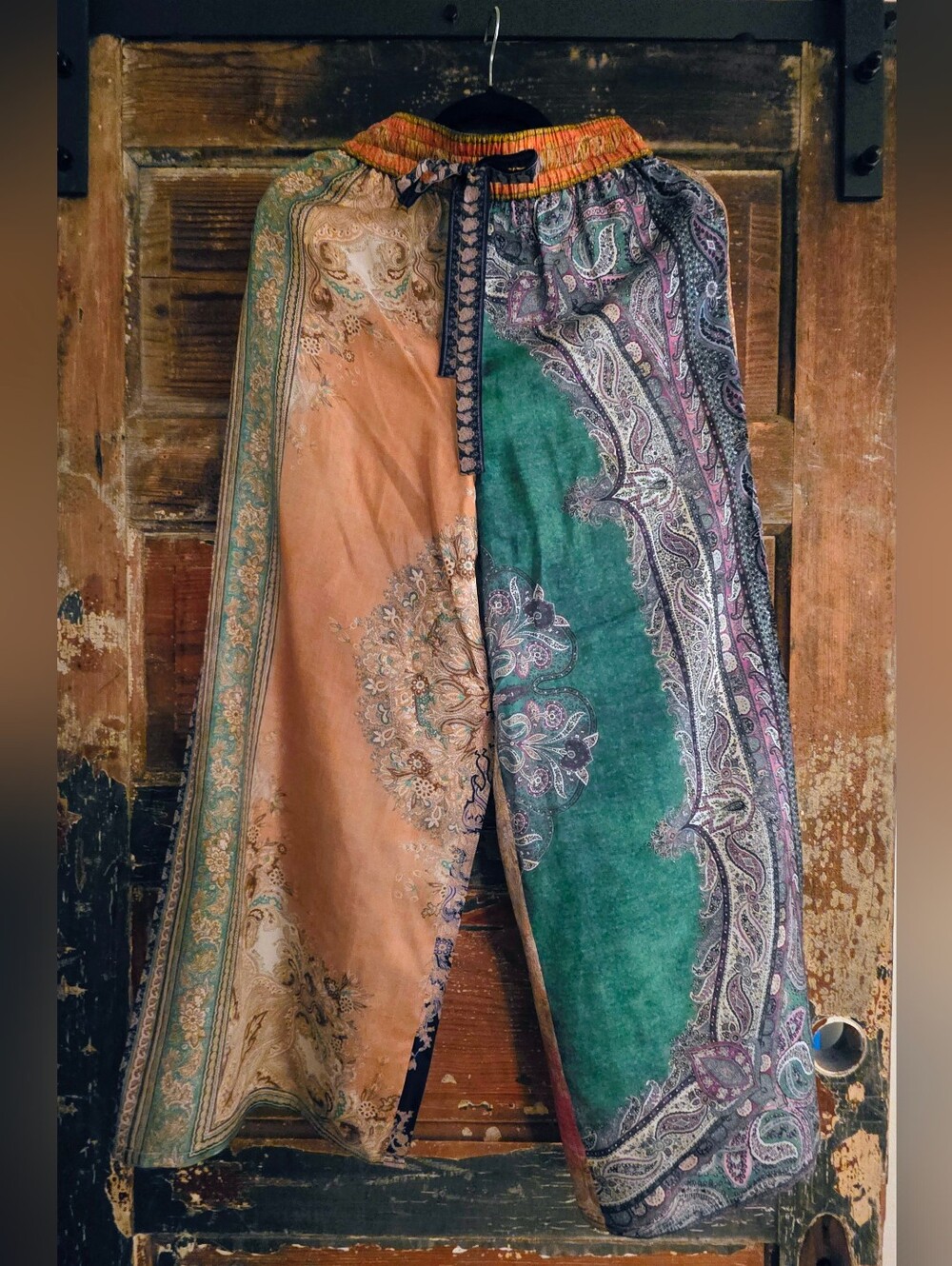 Zimmerman Bohemian Paisley Laides Silk Pants Size 0 - Green & Peach